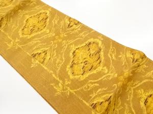 手織り紬抽象花唐草模様織出し名古屋帯